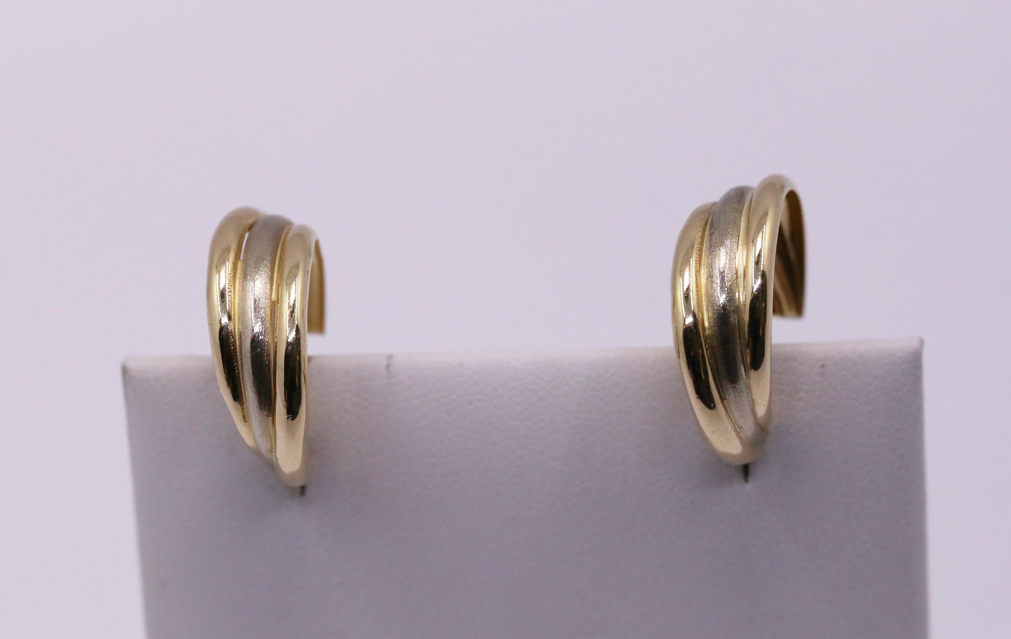 Zlaté náušnice retro tří 14k – 2,66g — fotografie 3