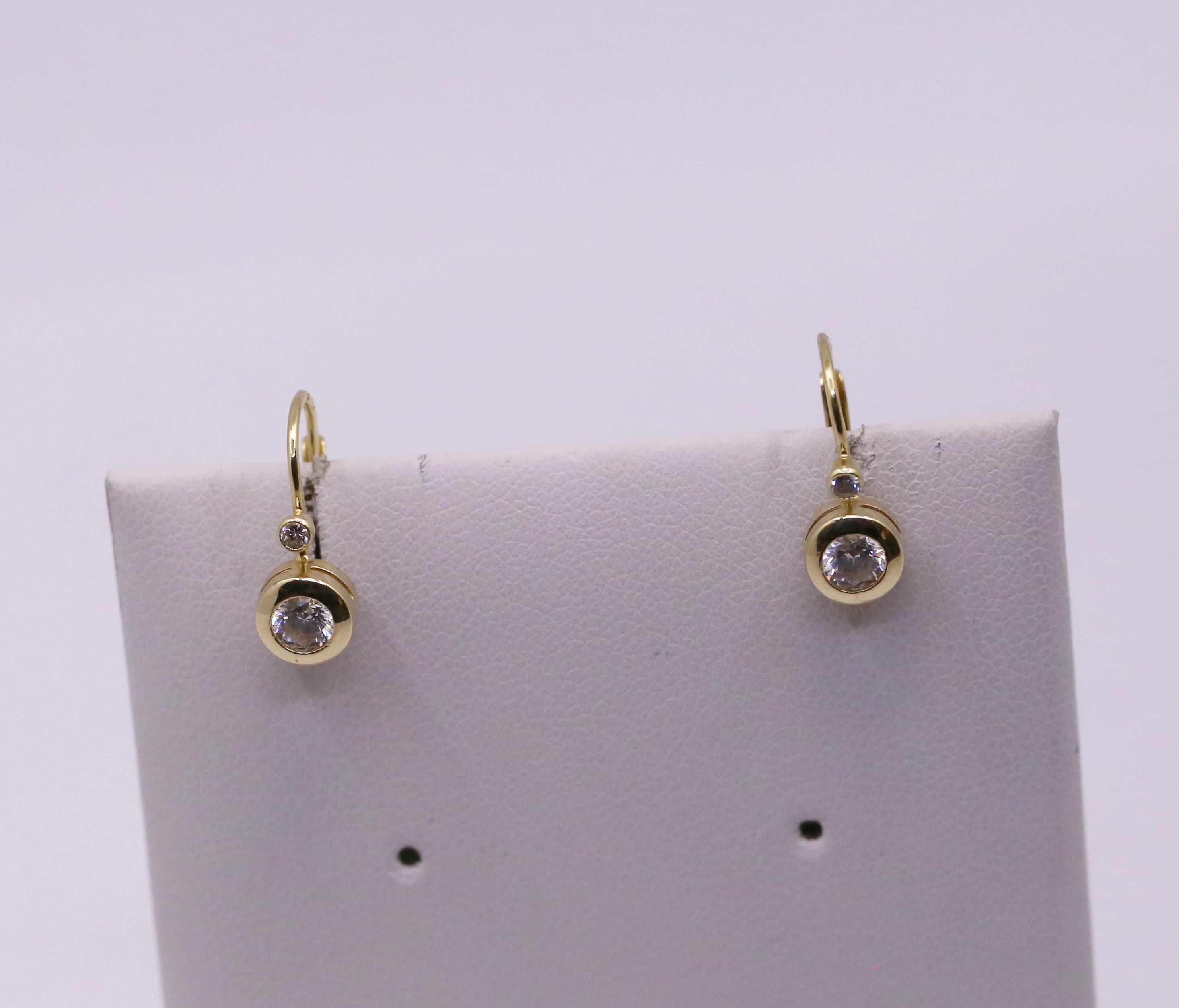 Zlaté náušnice zirkon 14k – 2,16g — použitý zlatý šperk, hlavní fotografie