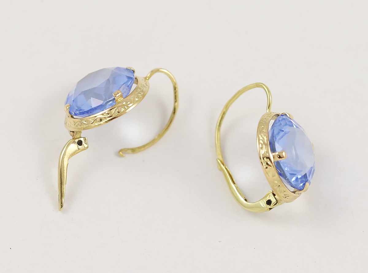 Náušnice kulatý modrý kámen