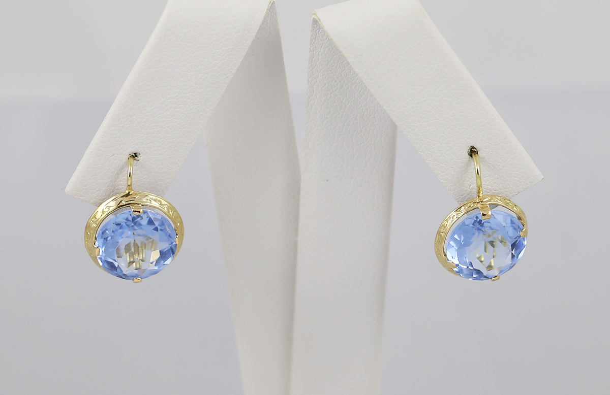 Náušnice kulatý modrý kámen