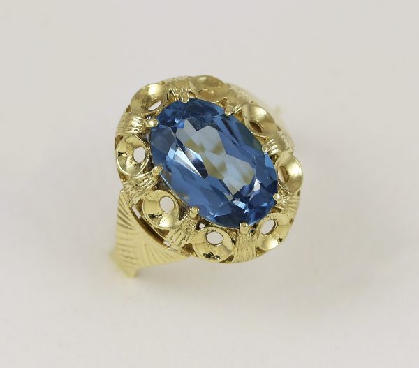 Prsten barokní modrý kámen