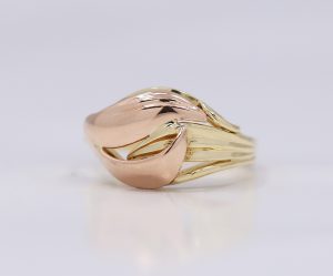 Zlatý dvoubarevný prsten elegance