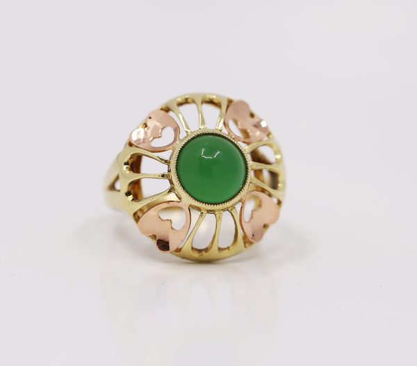 Zlatý prsten zelený kámen