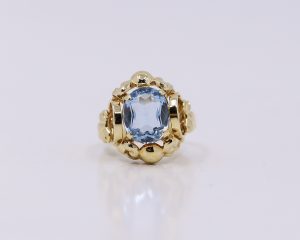 Zlatý modrý barokní prsten