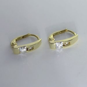 Zlaté náušnice simple s bílým kamenem 14k – 1,8g