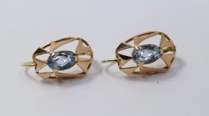 Zlaté náušnice s modrým kamenem 14k – 3,56g